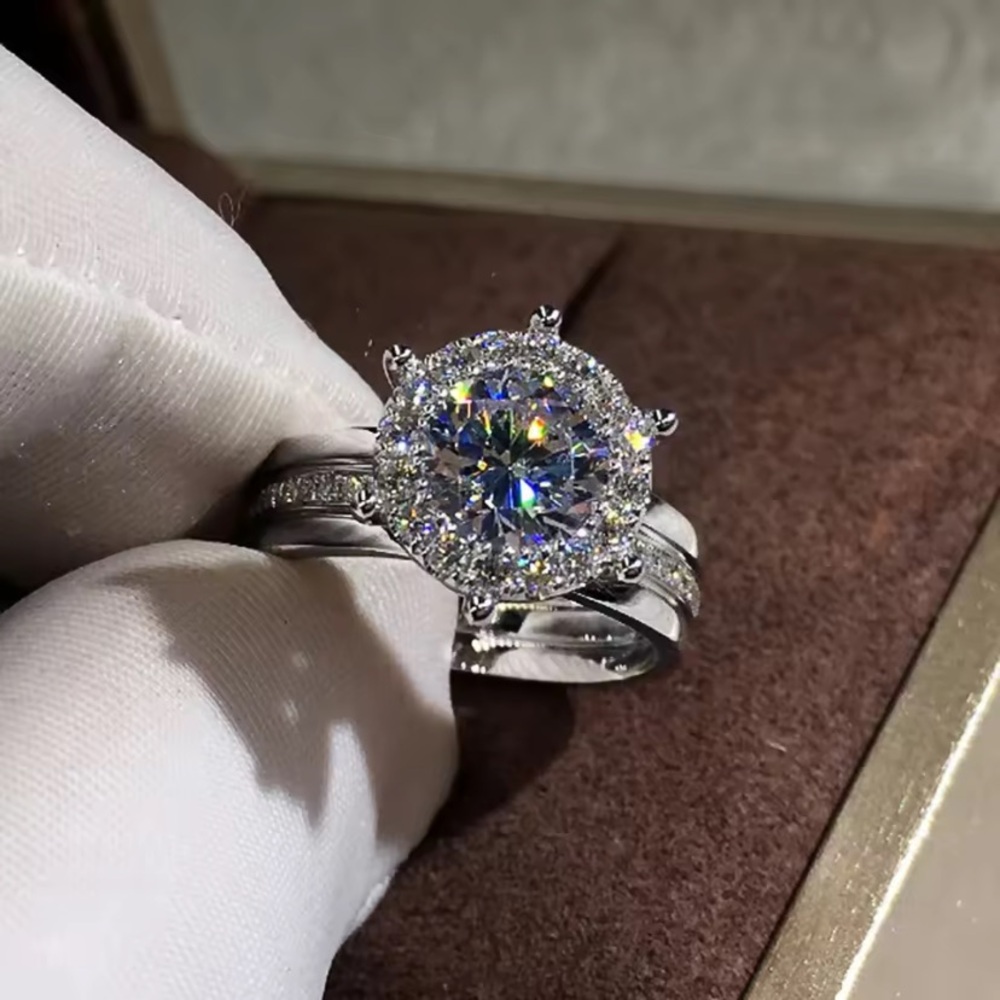 3 Ct-Elegant 9.25 Sterling Silver & Moissanite Ring
